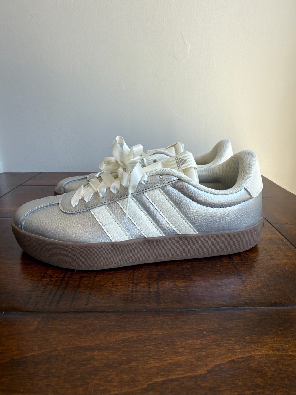 adidas VL Court 3.0 Silver White Metallic JQ7315 Women's Size 8 NWOB - Picture 6 of 12